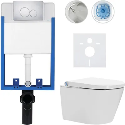 Immagine prodotto di Set completo per WC Profi/Cronus Standard - bianco lucido - pulsante WC doppio/cromato - da incasso - 59,3x38,4 cm