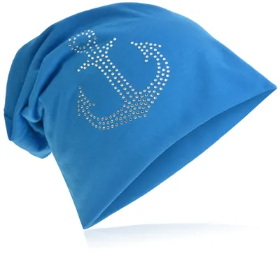 Produktbild von Beanie Muetze Strass Anker Lichtblau