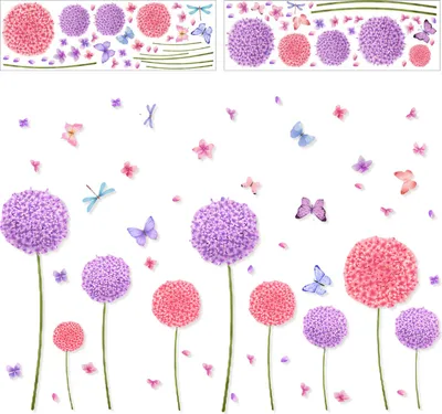 Produktbild von 2 St. Wandtattoo Pusteblume Wohnzimmer Wandtattoo,Blumen Wandtattoo für Kinderzimmer Mädchen,Pflanzen Blumen Wandaufkleber für Wohnzimmer Babyzimmer Küche Fenster Tür Wanddeko