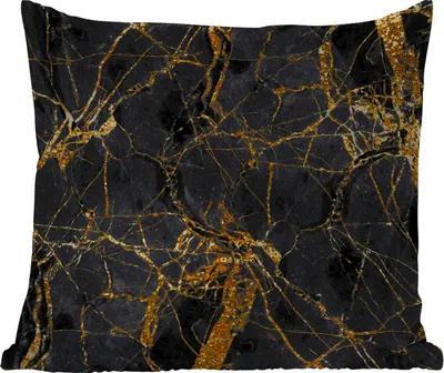 Produktbild von MuchoWow® Outdoor Kissen - Marmor - Gold - Schwarz - Muster - 45x45 cm - Wetterfest - Lounge Kissen - Fotokissen - Dekoratives Kissen