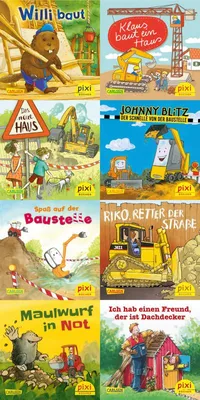 Produktbild von Pixi-Box 276: Pixis Fahrzeuge auf der Baustelle (8x8 Exemplare)