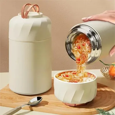 Produktbild von Thermobehälter 850ml, Edelstahl Warmhaltebehälter, Essensbehälter, Speisegefäß, Essen warmhalten Behälter, Thermo Lunchbox