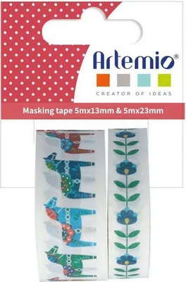 Produktbild von 2 Washi Tapes Pferde und Blumen 5 m - Folk