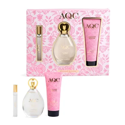 Produktbild von Aqc | Kosmetikset Für Damen - 100 ml Eau De Toilette - Blumiger Duft - Radiant Bloom - 150 ml Körperbalsam
