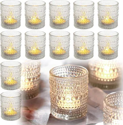 Produktbild von Transparente Teelichthalter - Glas - 12 Stück - Glasene Teelichthalter - Kerzenhalter - Teelichthalter aus Glas