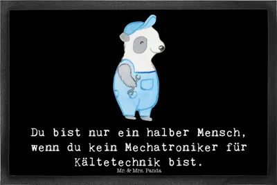 Produktbild von Mr. & Mrs. Panda Gummimatte Mechatroniker für Kältetechnik Herz 40 x 60 cm - Schwarz - Geschenk, Gesellenprüfung, Spruch, Lustig, fußmatte, Bodenvorleger, Schmutzmatte