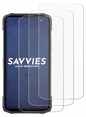 A smartphone screen protector with the brand logo and text.
