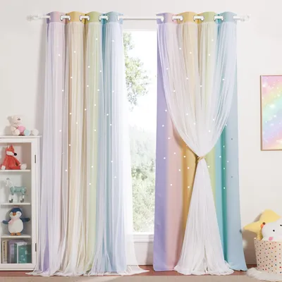 Obrázok produktu pre Sada 2 závesov so vzorom hviezd pre detskú izbu - 260 x 132 cm