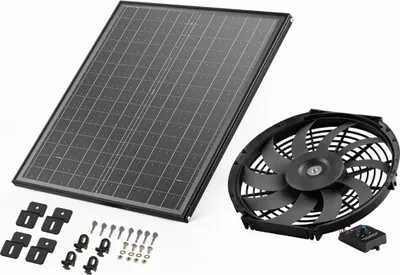 Zdjęcie produktu dla Wentylator solarny VEVOR, wentylacja, wentylator, φ340x70 mm, wentylator wyciągowy na poddasze, objętość powietrza 1300 CFM, do szczytu, dachu, garażu, warsztatu