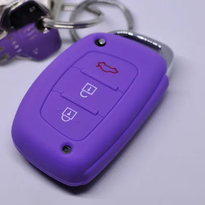 Produktbild von Auto Schlüssel Hülle Silikon Schutz Cover Lila kompatibel mit Hyundai i10 i20 i40 ix25 ix35 Tucson Accent Ioniq Sonata Tucson Santa Fe 3 Tasten KEYLESS SMARTKEY