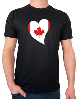 Produktbild von Huuraa Herren T-Shirt Kanada Flagge Herz XL Black Bio Baumwolle Fairtrade Herrenshirt Geschenkidee