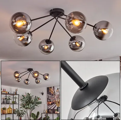 Produktbild von Cesaro Deckenlampe aus Metall/Glas in Schwarz/Rauchfarben/Klar