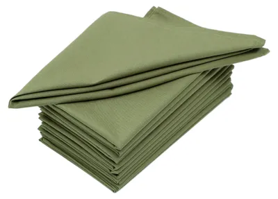 Image de Lot de 12 serviettes en coton, 46x46 cm, couleur verte