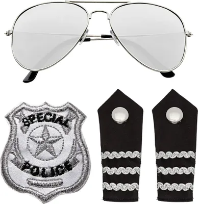 Immagine prodotto di Set da poliziotta - Set da poliziotta - occhiali da sole, spalline, distintivo 3 pezzi
