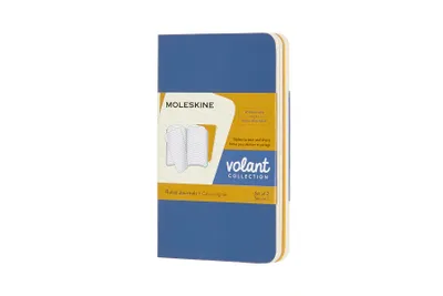 Produktbild von Moleskine Volant, 2er Set, Weicher Einband, XS (6.5x10), Liniert, Vergissmeinnicht Blau, Bernsteingelb