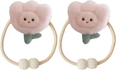 Immagine prodotto di Decorazioni per la cameretta dei bambini - Set da 2 fermacurtaini con motivi cartoon - Tulipani 3D - Fermacurtaini in tessuto con nastro in tessuto