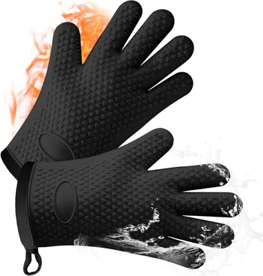 Imagen del producto de Guantes de silicona para horno, resistentes al calor, 1 par, cortos, flexibles, para la cocina
