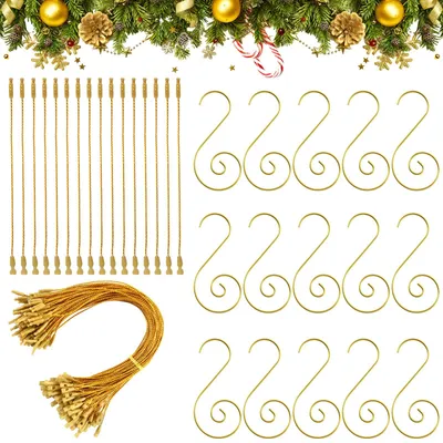Weihnachtskugelhaken 100 Stück + 100 Klickbänder gold