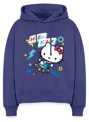 Produktbild von Spreadshirt Hello Kitty 90er Stil Mit Rollschuhen Frauen Boxy Organic Hoodie, S, Dämmerung