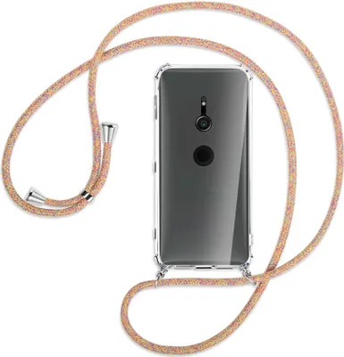 Produktbild von Handykette Backcover-Schutzhülle mit Band (Metall silberfarben) für Sony Xperia XZ2 - Rainbow
