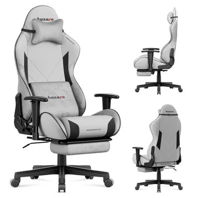 Produktbild von Huzaro Force 5.7 Grau – Gaming Stuhl, 2D-Armlehnen, 155° Neigung, Nacken- & Lendenkissen, Fußstütze, SGS-, 136 kg