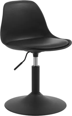 Image de Tabouret de bar réglable en hauteur avec dossier | Noir | 41x39x61-73 cm