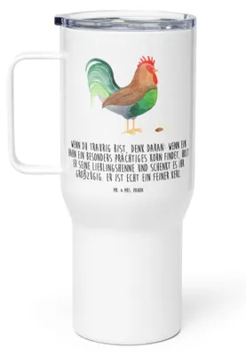 Produktbild von Mr. & Mrs. Panda Kaffee-to-go-Becher Hahn Korn - Weiß - Geschenk, Bauernhof, Mehrwegbecher, Natur, Thermobecher, Henne, thermosbecher, To-Go-Becher, Teetasse, Eier