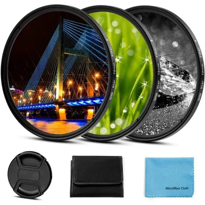 Zdjęcie produktu dla Zestaw filtrów gwiazdkowych Fotover 72 mm z 4, 6 i 8 punktami - odpowiedni do lustrzanek cyfrowych Canon Nikon Sony Olympus