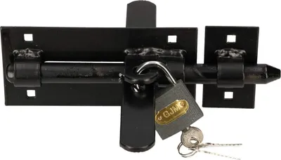Produktbild von KOTARBAU® Bolzenriegel Riegel 150 mm mit Vorhängeschloss Beidseitig Schlossriegel Stahl Torriegel Schubriegel Türriegel Torschieber Türschlossriegel