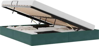Productafbeelding van vidaXL Ottoman bedframe met opbergruimte, donkergroen, 160 x 200 cm, fluweel