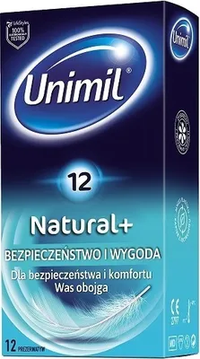 Zdjęcie produktu dla Unimil Natural+ Lateksowe prezerwatywy, 12 sztuk