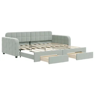 Immagine prodotto di vidaXL Letto da giorno allungabile con cassetti grigio chiaro 90x190 cm velluto