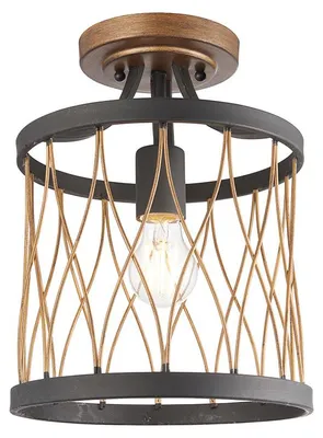 Obrázek produktu pro Drátěná závěsná lampa HESTON, černá a hnědá, 1xE27x40W, kov, rozměry: 33x25x25 cm, IP20, Endon