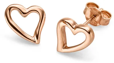 Produktbild von Paar Ohrstecker Herzen Ohrschmuck aus 585 Gold Rotgold 11,5x10mm schlicht
