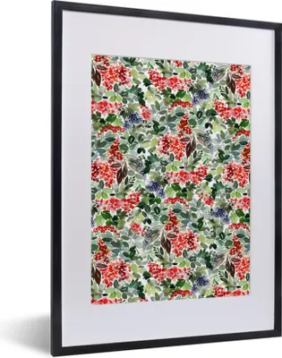 Produktbild von MuchoWow® Gerahmtes Poster Weihnachten - Aquarell - Rot 30x40 cm - Poster mit Schwarzem Bilderrahmen Wandposter Rahmen Foto Bilder - Wandposter Schlafzimmer