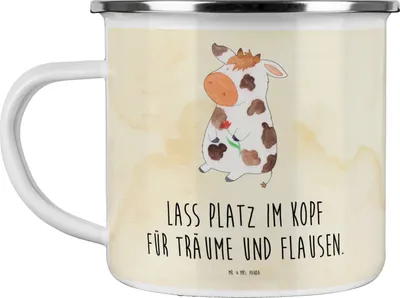 Produktbild von Mr. & Mrs. Panda Teetasse Kuh - Vintage - Geschenk, Magie, Landwirtin, Emaille Tasse, becher, Bauernhof, Kühe, Milch, blechbecher, Pott, Teebecher, Spruch