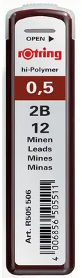 Image de Rotring S0312630 Feinmine Dose Feinminen 12 Stück 0,5 2B