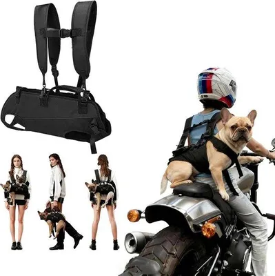 Produktbild von Hundetrage 3-in-1 - Multifunktionelle Hundetrage - Mit Hufstütze - Oxford-Stoff - Verstellbare Schultergurte - Geeignet für Hunde von 7,7 bis 12,2 kg - Ideal für tägliche Ausflüge, Spaziergänge und Radfahren