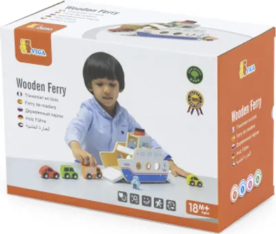 Obrázek produktu pro Dřevěná vkládačka loď s autíčky