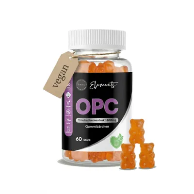 Produktbild von Asbirg OPC – Traubenkernextrakt 800 mg Gummibärchen mit Vitamin C – 60 Stück – Hochdosiert, Vegan, Glutenfrei, Halal – Zellschutz & Immunsystem