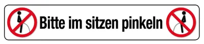 Produktbild von Bitte im sitzen pinkeln, Straßenschild - Magnet, Blech 16 x 3,5 cm, STR-M 020