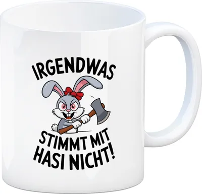 Produktbild von Irgendwas stimmt mit Hasi nicht! Kaffeebecher mit Killer-Hase