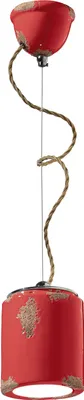 Produktbild von Hängelampe Keramik E27 D: 12,5 cm rund H: max. 114 cm Rot Shabby Antik Vintage Keramiklampe
