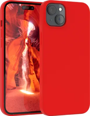 Produktbild von EAZY CASE Silikonhülle für Apple iPhone 15 Plus Silikon Backcover Schutz in Rot