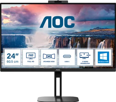 Produktbild von AOC V5 24V5CW/BK, 60,5 cm (23.8"), 1920 x 1080 Pixel, Full HD, LED, 4 ms, Schwarz