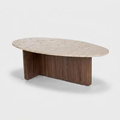 Produktbild von Moderner ovaler Couchtisch aus Holz Orba