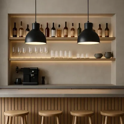 Productafbeelding van Braytron hanglamp, modern design, zwart, rond, geschikt voor woonkamers, E27 fitting
