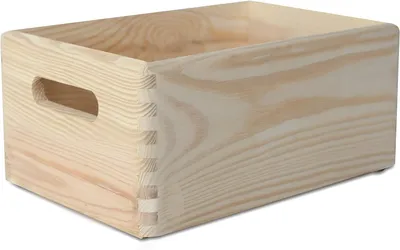 Zdjęcie produktu dla Creative Deco Drewniana skrzynia z uchwytami 30x20x14 cm (+/-1 cm) | Naturalna |na dokumenty, cenne przedmioty, zabawki, narzędzia