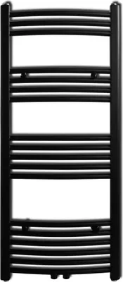 Produktbild von vidaXL Handtuchheizkörper Warmwasser Gebogen Schwarz 500x1160 mm