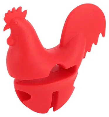 Produktbild von Topfclip, Löffelablage, roter Hahn, hitzebeständiger Silikon-Topfbesteckhalter für die Küche